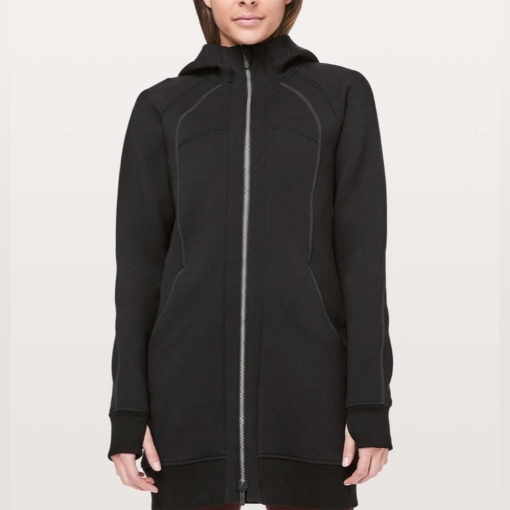 Lululemon Black Long For It Jacket Thick Tunic Length Hoodie Women’s Size 2